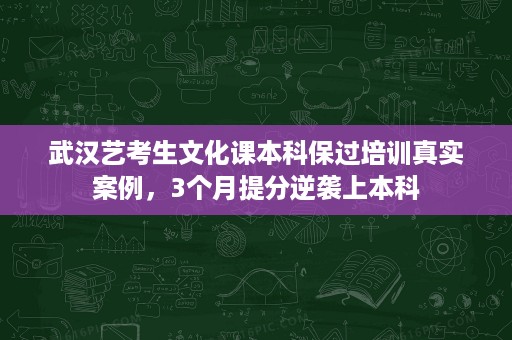武汉艺考生文化课本科保过培训真实案例，3个月提分逆袭上本科