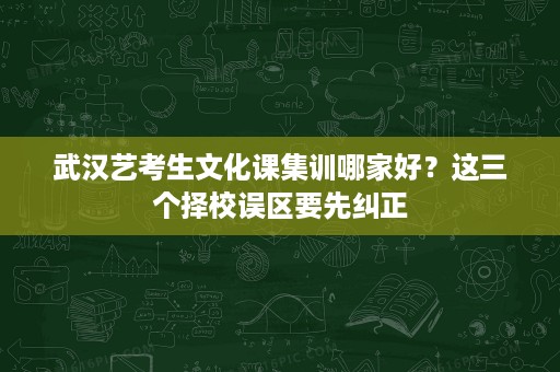 武汉艺考生文化课集训哪家好？这三个择校误区要先纠正