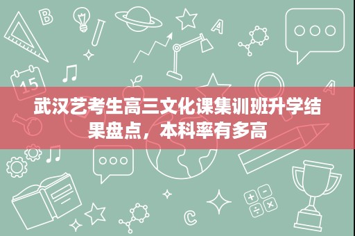 武汉艺考生高三文化课集训班升学结果盘点，本科率有多高