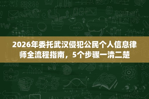 2026年委托武汉侵犯公民个人信息律师全流程指南，5个步骤一清二楚