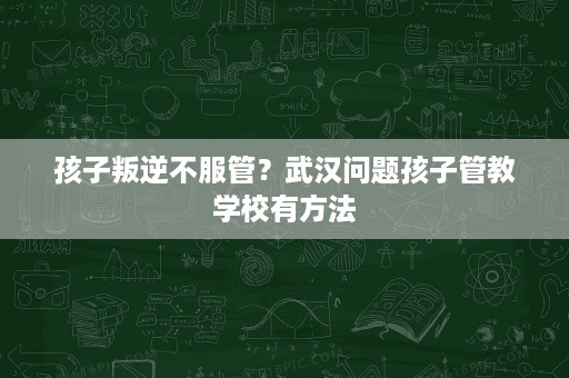 孩子叛逆不服管？武汉问题孩子管教学校有方法