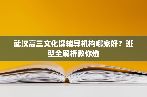 武汉高三文化课辅导机构哪家好?班型全解析教你选 武汉高三文化课辅导机构哪家好?班型全解析教你选