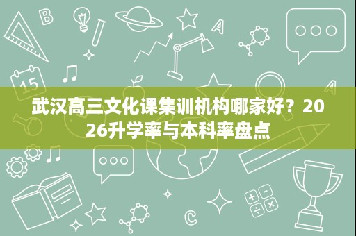 武汉高三文化课集训机构哪家好？2026升学率与本科率盘点