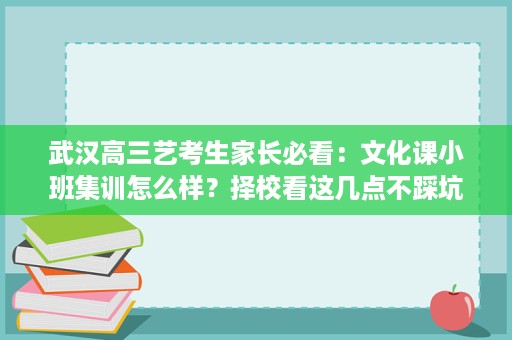 武汉高三艺考生家长必看：文化课小班集训怎么样？择校看这几点不踩坑