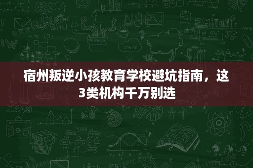 宿州叛逆小孩教育学校避坑指南,这3类机构千万别选 宿州叛逆小孩教育学校避坑指南,这3类机构千万别选