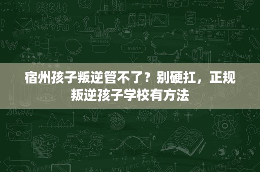 宿州孩子叛逆管不了？别硬扛，正规叛逆孩子学校有方法