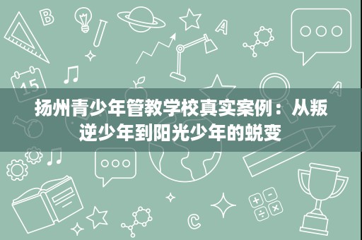 扬州青少年管教学校真实案例：从叛逆少年到阳光少年的蜕变