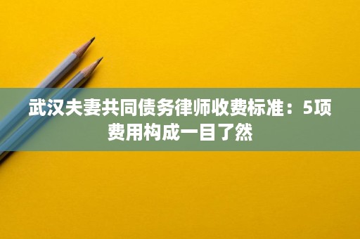 武汉夫妻共同债务律师收费标准：5项费用构成一目了然