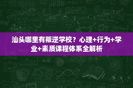 汕头哪里有叛逆学校？心理+行为+学业+素质课程体系全解析