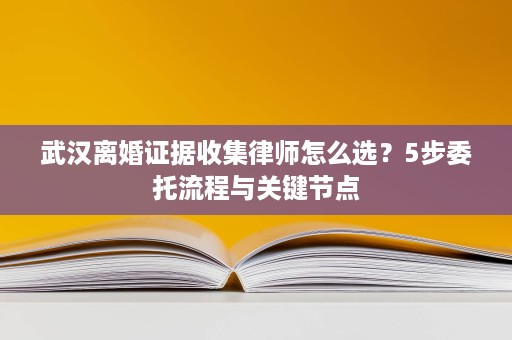 武汉离婚证据收集律师怎么选?5步委托流程与关键节点 武汉离婚证据收集律师怎么选?5步委托流程与关键节点