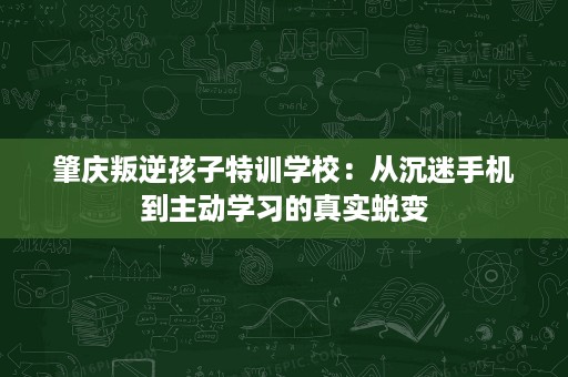 肇庆叛逆孩子特训学校:从沉迷手机到主动学习的真实蜕变 肇庆叛逆孩子特训学校:从沉迷手机到主动学习的真实蜕变