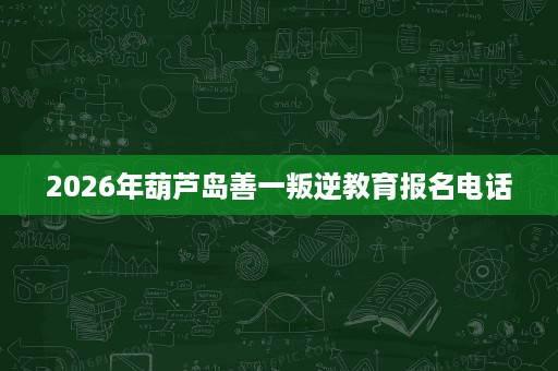 2026年葫芦岛善一叛逆教育报名电话 2026年葫芦岛善一叛逆教育报名电话