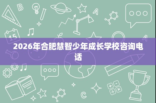 2026年合肥慧智少年成长学校咨询电话 2026年合肥慧智少年成长学校咨询电话