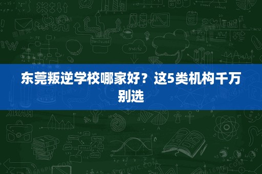 东莞叛逆学校哪家好?这5类机构千万别选 东莞叛逆学校哪家好?这5类机构千万别选