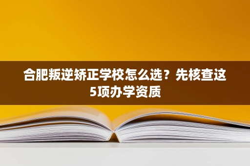 合肥叛逆矫正学校怎么选?先核查这5项办学资质 合肥叛逆矫正学校怎么选?先核查这5项办学资质