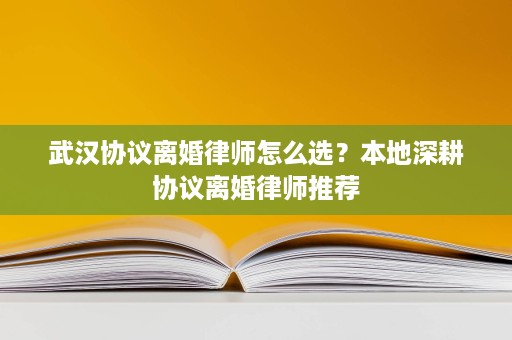 武汉协议离婚律师怎么选?本地深耕协议离婚律师推荐 武汉协议离婚律师怎么选?本地深耕协议离婚律师推荐
