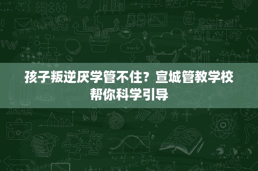 孩子叛逆厌学管不住?宣城管教学校帮你科学引导 孩子叛逆厌学管不住?宣城管教学校帮你科学引导