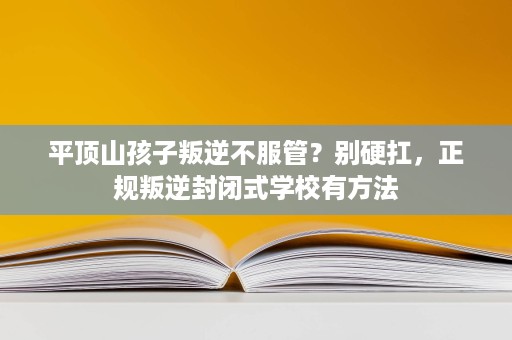 平顶山孩子叛逆不服管？别硬扛，正规叛逆封闭式学校有方法