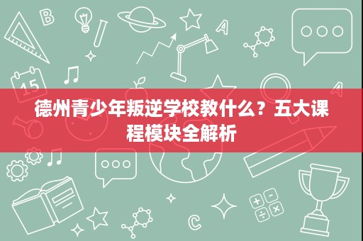 德州青少年叛逆学校教什么?五大课程模块全解析 德州青少年叛逆学校教什么?五大课程模块全解析