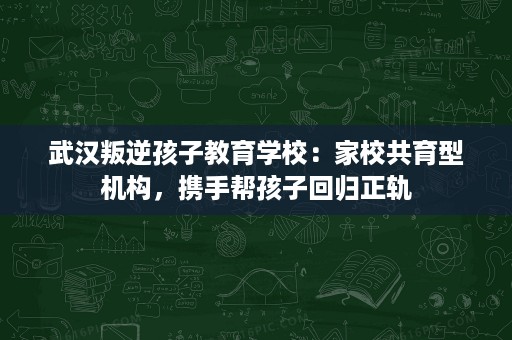 武汉叛逆孩子教育学校：家校共育型机构，携手帮孩子回归正轨