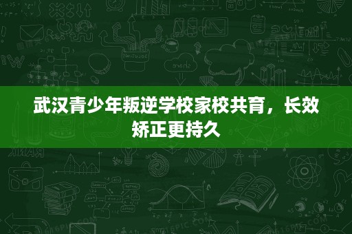 武汉青少年叛逆学校家校共育，长效矫正更持久