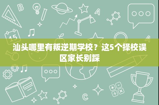 汕头哪里有叛逆期学校?这5个择校误区家长别踩 汕头哪里有叛逆期学校?这5个择校误区家长别踩