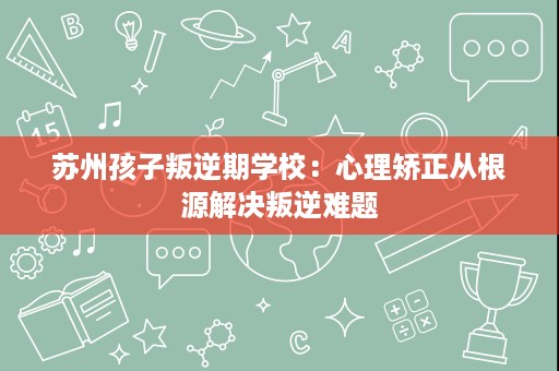 苏州孩子叛逆期学校：心理矫正从根源解决叛逆难题