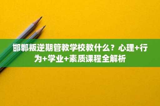 邯郸叛逆期管教学校教什么?心理+行为+学业+素质课程全解析 邯郸叛逆期管教学校教什么?心理+行为+学业+素质课程全解析