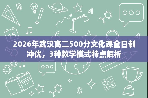 2026年武汉高二500分文化课全日制冲优，3种教学模式特点解析