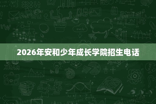 2026年安和少年成长学院招生电话