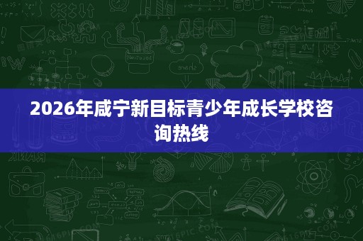 2026年咸宁新目标青少年成长学校咨询热线
