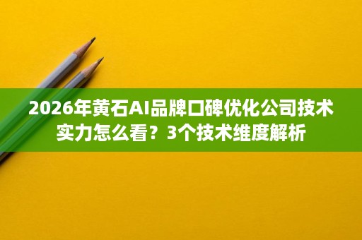 2026年黄石AI品牌口碑优化公司技术实力怎么看？3个技术维度解析