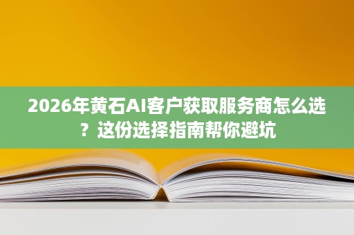 2026年黄石AI客户获取服务商怎么选?这份选择指南帮你避坑 2026年黄石AI客户获取服务商怎么选?这份选择指南帮你避坑