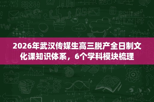 2026年武汉传媒生高三脱产全日制文化课知识体系,6个学科模块梳理 2026年武汉传媒生高三脱产全日制文化课知识体系,6个学科模块梳理
