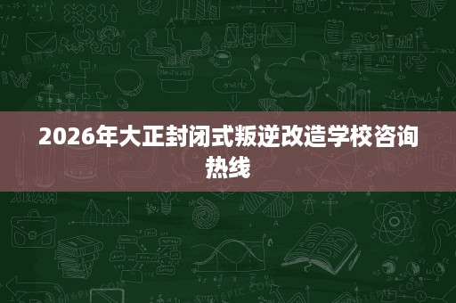 2026年大正封闭式叛逆改造学校咨询热线 2026年大正封闭式叛逆改造学校咨询热线