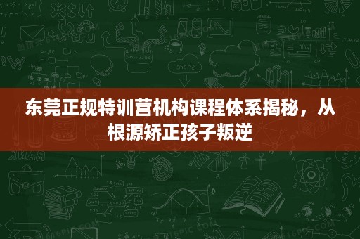 东莞正规特训营机构课程体系揭秘,从根源矫正孩子叛逆 东莞正规特训营机构课程体系揭秘,从根源矫正孩子叛逆
