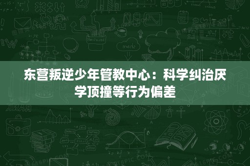 东营叛逆少年管教中心:科学纠治厌学顶撞等行为偏差 东营叛逆少年管教中心:科学纠治厌学顶撞等行为偏差