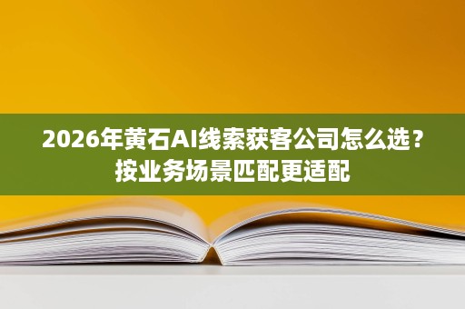 2026年黄石AI线索获客公司怎么选？按业务场景匹配更适配