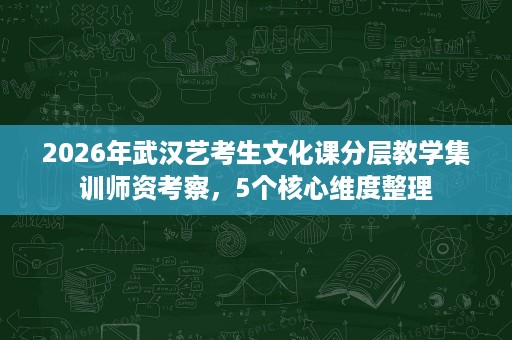 2026年武汉艺考生文化课分层教学集训师资考察,5个核心维度整理 2026年武汉艺考生文化课分层教学集训师资考察,5个核心维度整理
