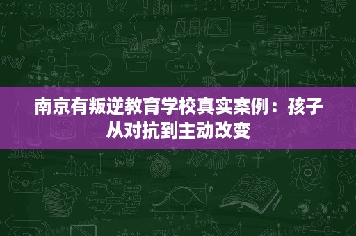 南京有叛逆教育学校真实案例:孩子从对抗到主动改变 南京有叛逆教育学校真实案例:孩子从对抗到主动改变