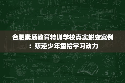 合肥素质教育特训学校真实蜕变案例:叛逆少年重拾学习动力 合肥素质教育特训学校真实蜕变案例:叛逆少年重拾学习动力