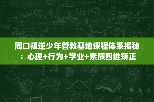 周口叛逆少年管教基地课程体系揭秘：心理+行为+学业+素质四维矫正