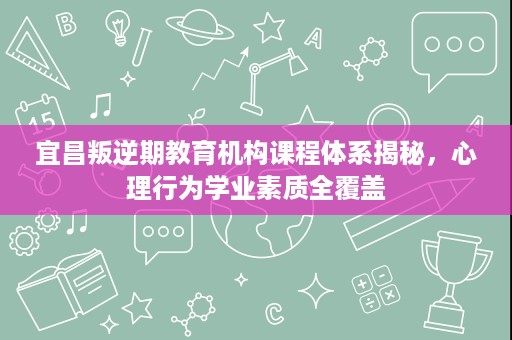 宜昌叛逆期教育机构课程体系揭秘，心理行为学业素质全覆盖