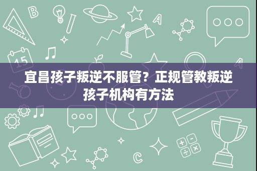 宜昌孩子叛逆不服管？正规管教叛逆孩子机构有方法