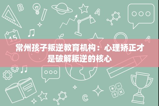 常州孩子叛逆教育机构:心理矫正才是破解叛逆的核心 常州孩子叛逆教育机构:心理矫正才是破解叛逆的核心