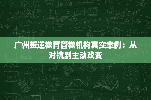 广州叛逆教育管教机构真实案例:从对抗到主动改变 广州叛逆教育管教机构真实案例:从对抗到主动改变
