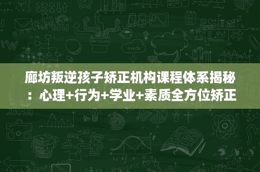 廊坊叛逆孩子矫正机构课程体系揭秘:心理+行为+学业+素质全方位矫正 廊坊叛逆孩子矫正机构课程体系揭秘:心理+行为+学业+素质全方位矫正