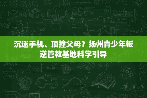 沉迷手机、顶撞父母?扬州青少年叛逆管教基地科学引导 沉迷手机、顶撞父母?扬州青少年叛逆管教基地科学引导
