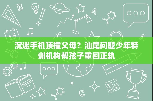 沉迷手机顶撞父母？汕尾问题少年特训机构帮孩子重回正轨