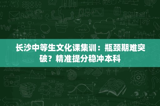 长沙中等生文化课集训：瓶颈期难突破？精准提分稳冲本科